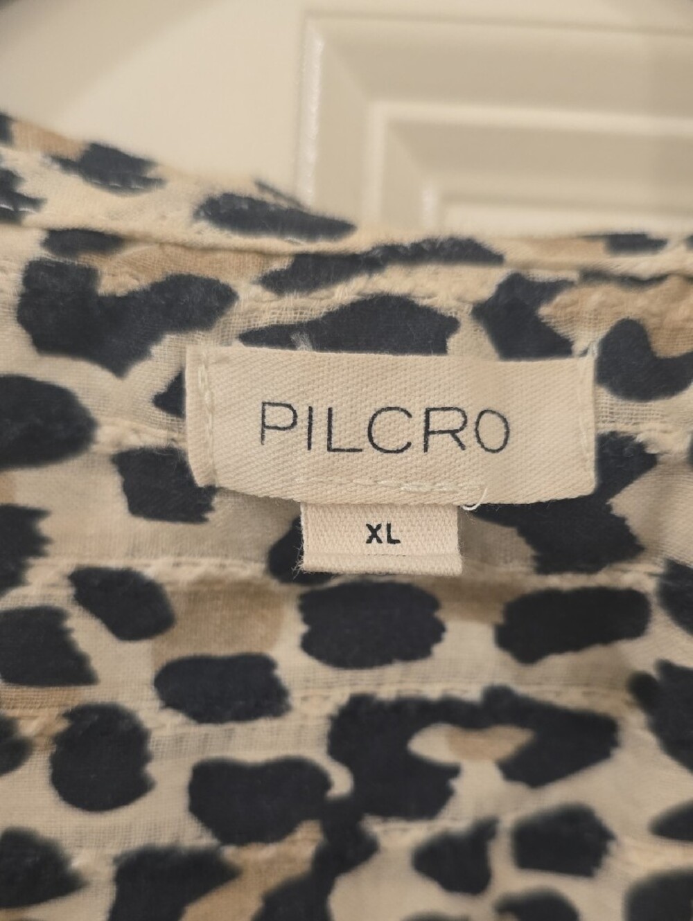 Pilcro Leopard Print Shirt in Cream and Black - Picture 2 of 8
